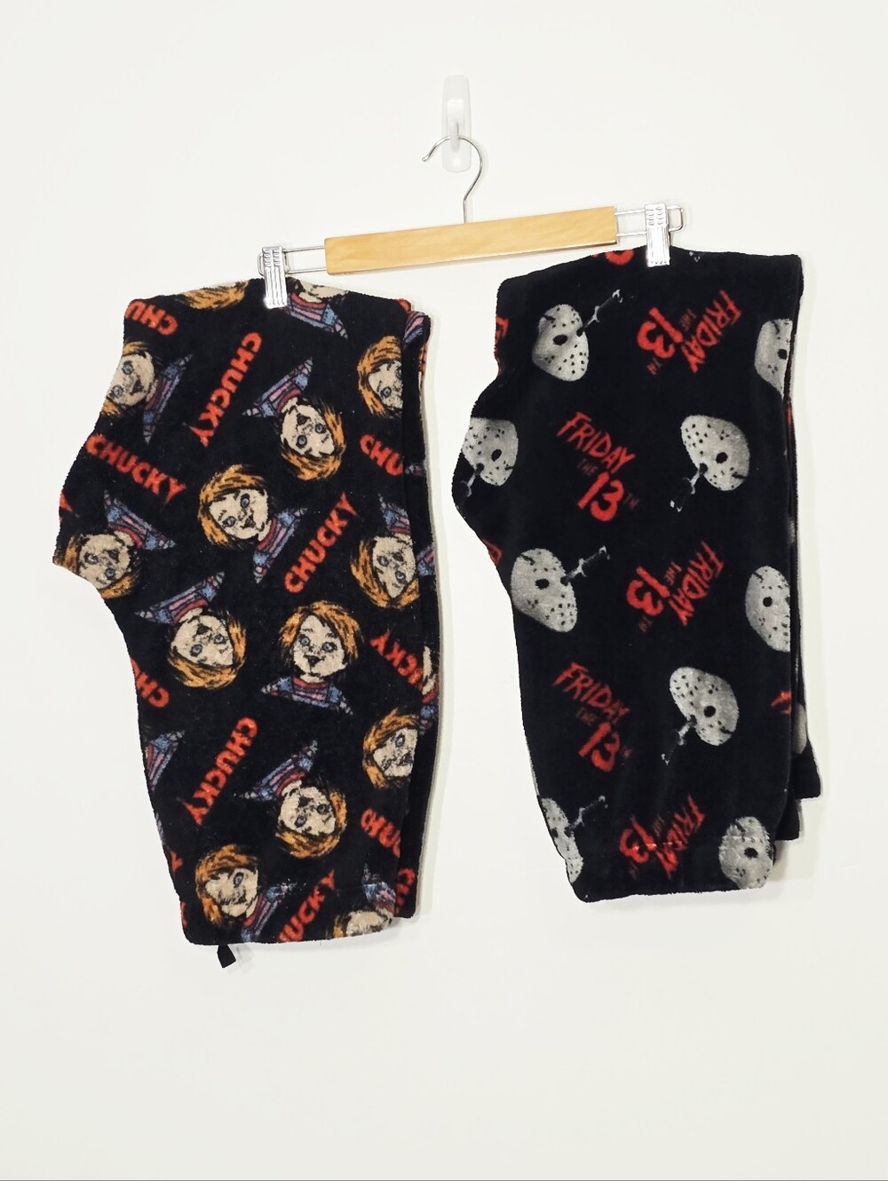Chucky & Friday The 13th Set Lounge Fleece Tie Drawstring Pants Halloween Small